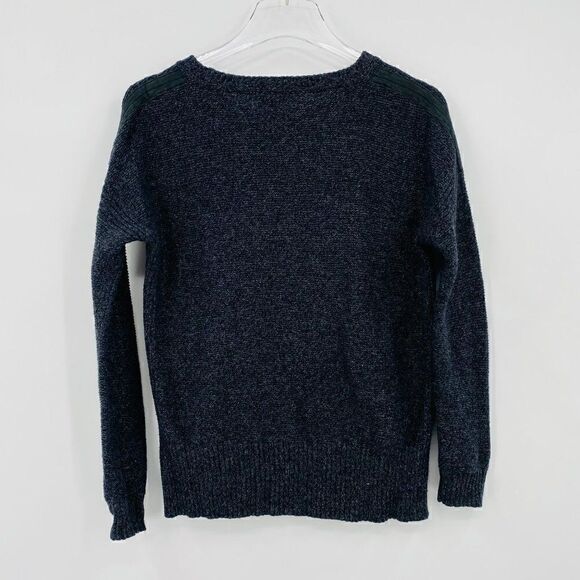 Madewell Size XS Charcoal Gray Suede Stripe Texturework Crewneck Sweater Top - Picture 7 of 7